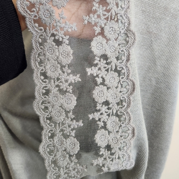 LC Lauren Conrad Womens Gray Kimono Lace Trim One Size Lightweight - Picture 9 of 10
